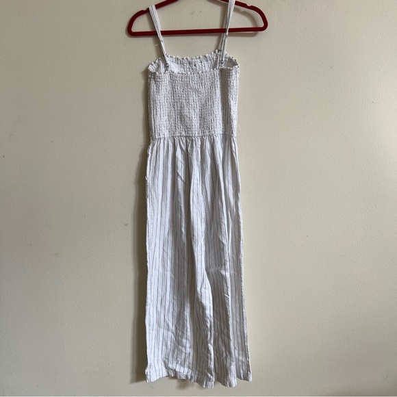 Abercrombie & Fitch Striped Jumpsuit Romper Large Wide Legs Linen Blend - Picture 3 of 6